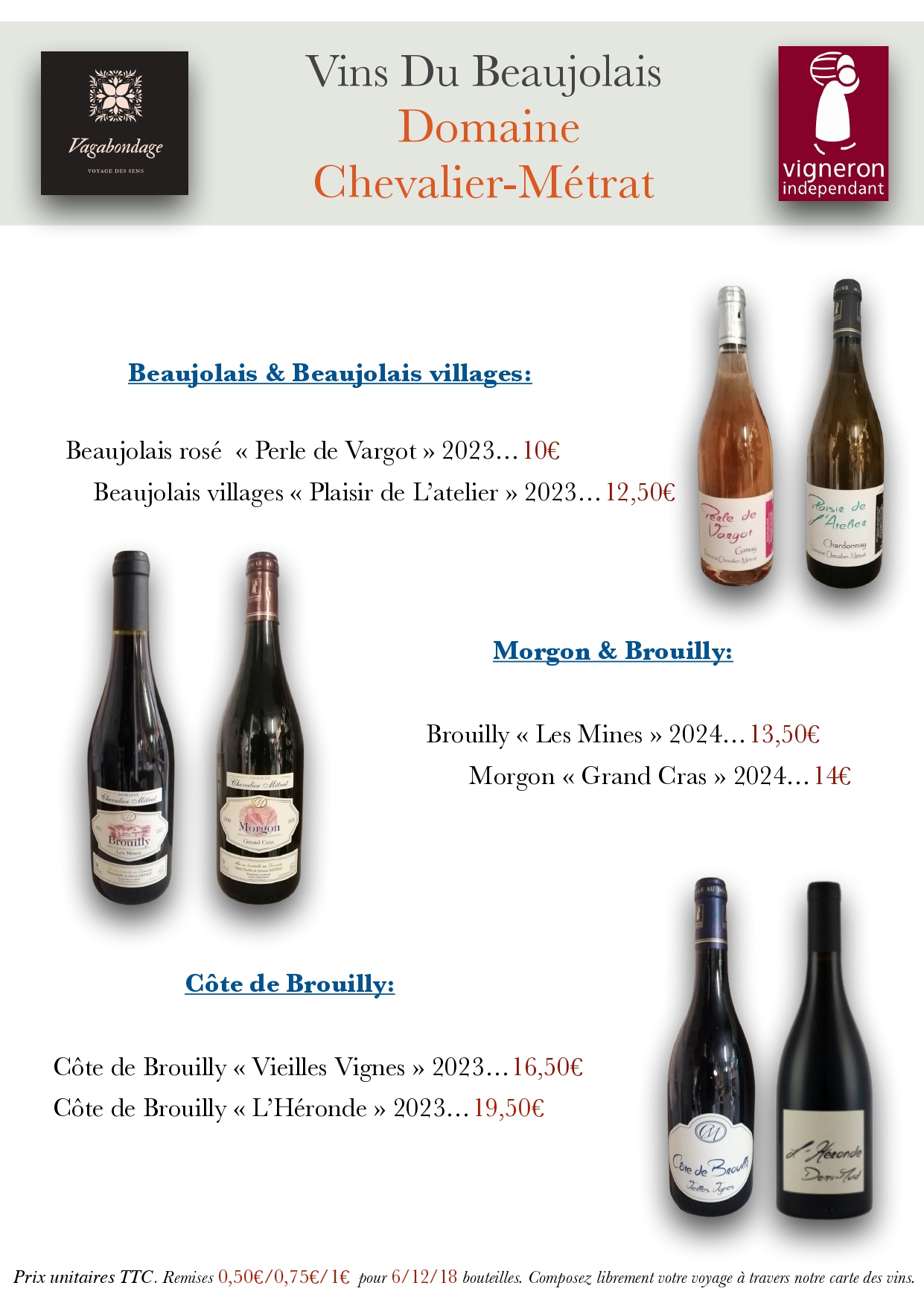 Vins du beaujolais Domaine Chevalier Métrat